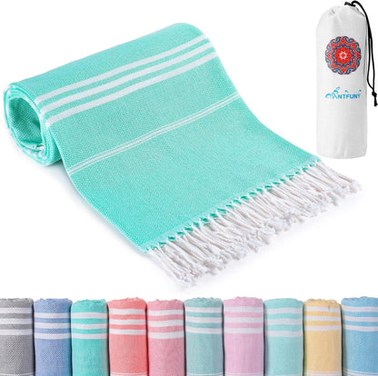 Antfuny Turkish Beach Towels Vacation Essentials Quick Dry Sand Free Oversized Bath Pool Swim Towel Extra Large XL Blanket Adult Travel Cruise Accessories Must Haves Clearance Stuff Necessities - Colors A
