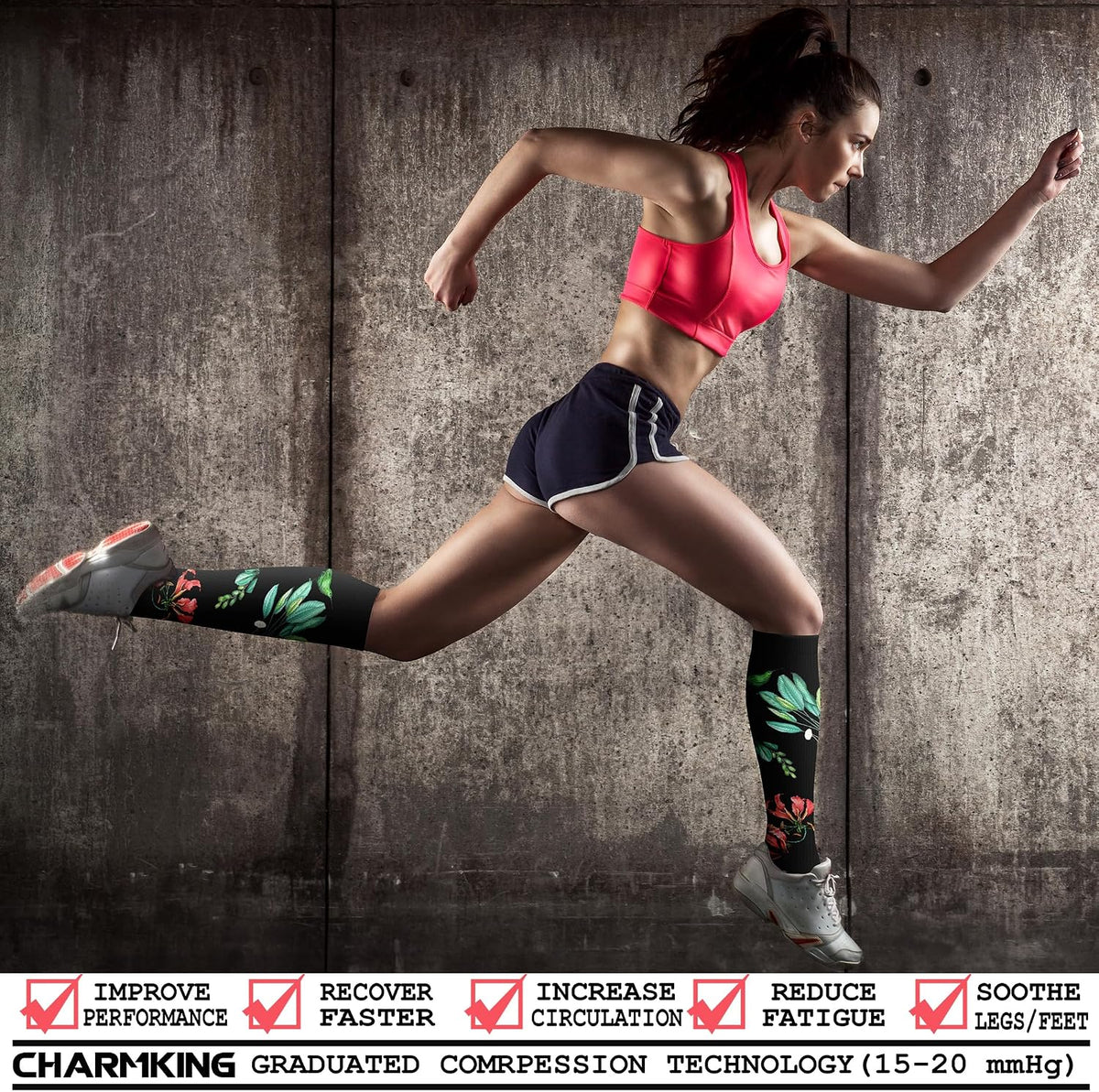 CHARMKING Compression Socks for Women & Men Circulation (3 Pairs) 15-20 mmHg is Best Support for Athletic Running Cycling