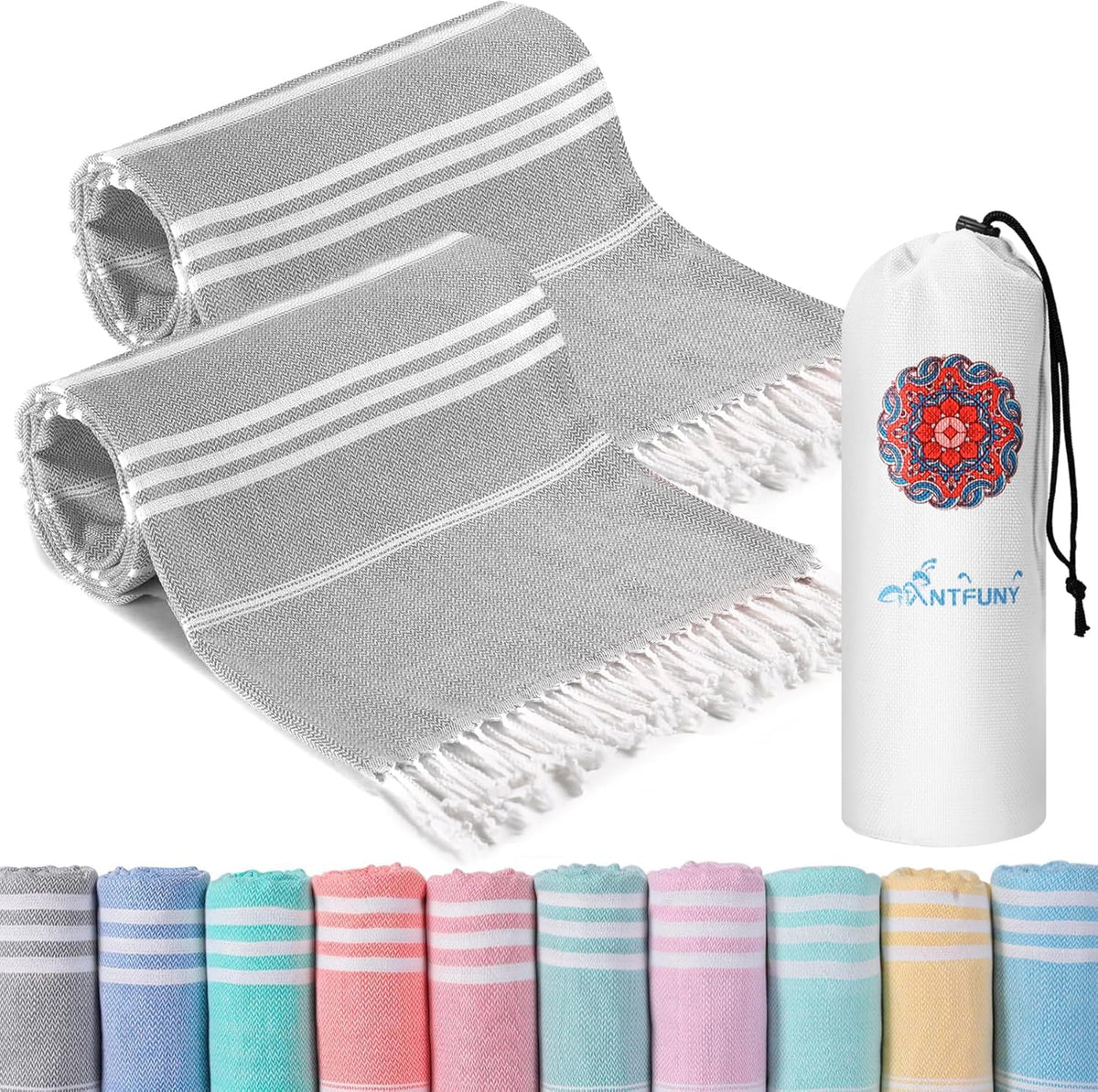 Antfuny Turkish Beach Towels Vacation Essentials Quick Dry Sand Free Oversized Bath Pool Swim Towel Extra Large XL Blanket Adult Travel Cruise Accessories Must Haves Clearance Stuff Necessities - Colors B