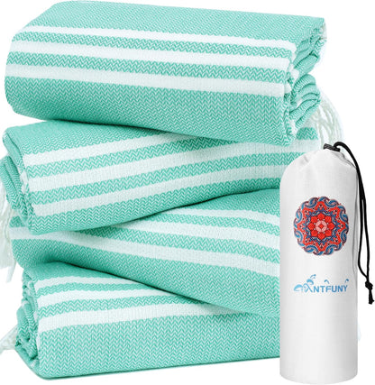 Antfuny Turkish Beach Towels Vacation Essentials Quick Dry Sand Free Oversized Bath Pool Swim Towel Extra Large XL Blanket Adult Travel Cruise Accessories Must Haves Clearance Stuff Necessities - Colors A