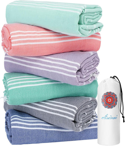 Antfuny Turkish Beach Towels Vacation Essentials Quick Dry Sand Free Oversized Bath Pool Swim Towel Extra Large XL Blanket Adult Travel Cruise Accessories Must Haves Clearance Stuff Necessities - Colors C