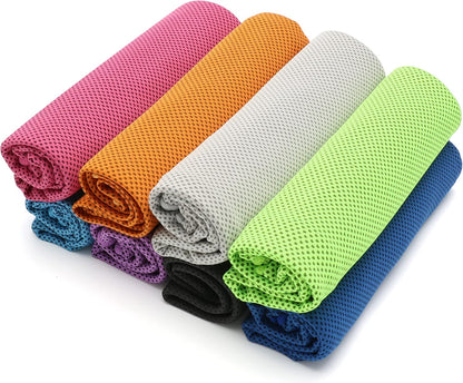 Cooling Towels (4 Pack) 40"x12" - Ice Towel for Neck & Face, Soft Microfiber Chilly Towel, Instant Cooling Relief for Sports, Gym, Yoga, Running, Golf, Camping & Outdoor Activities