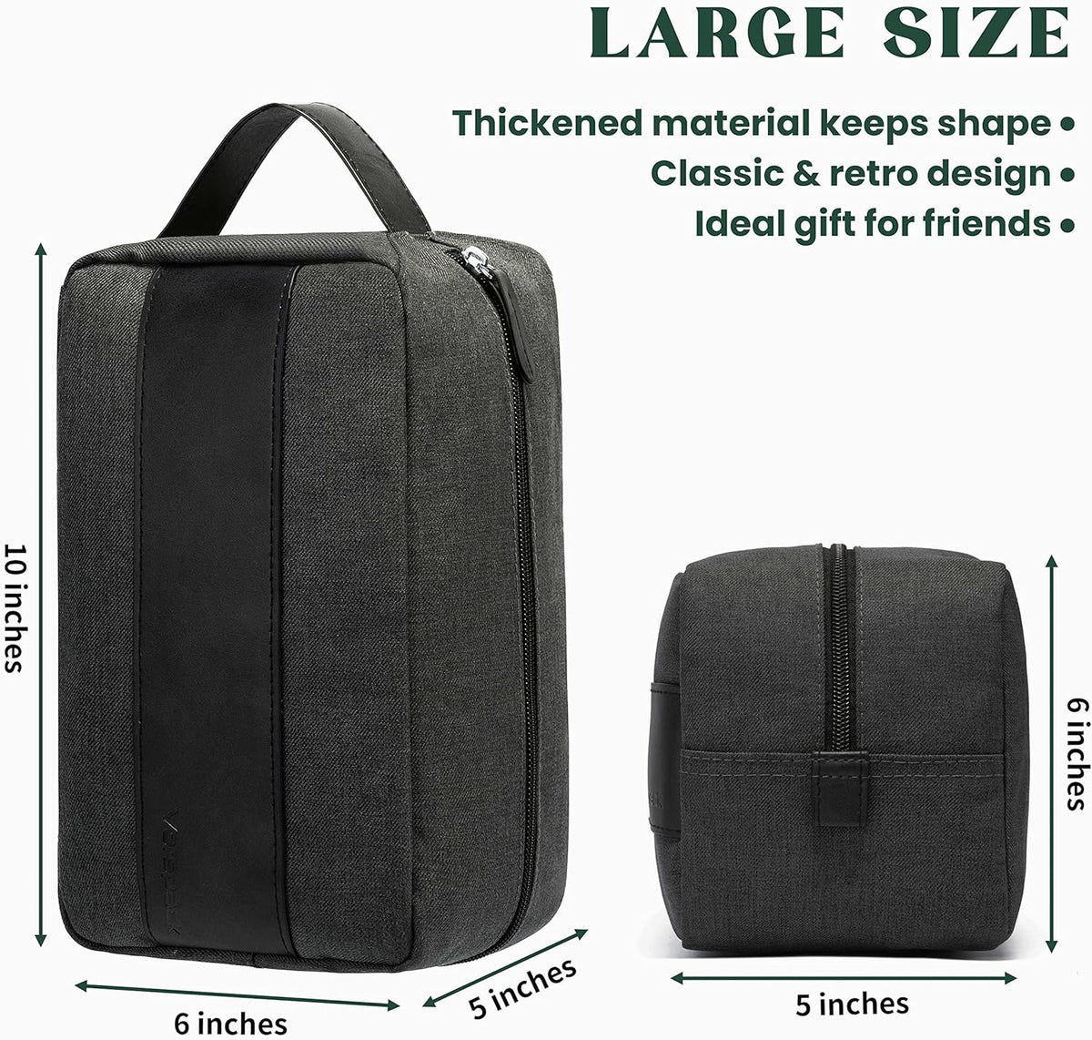 Vorspack Toiletry Bag for Men - Water Resistant Travel Bag for Toiletries, Accessories, Travel Essentials, Gifts - Black