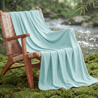 Bedsure Silky Soft Summer Cooling Blanket for Hot Sleepers, Rayon Derived from Bamboo Cold Throw Blanket for Couch, Lightweight Bed Cooling Throw Camping Picnic Travel Outdoor Dorm Essentials, 50x70