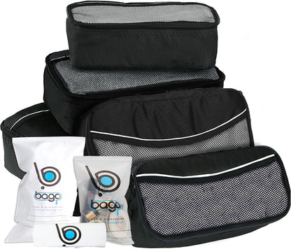 bago 7 Pcs Packing Cubes for Travel - 4 Travel Packing Cubes for Suitcases with 3 ZipLock Bags - Luggage Organizer Bags to Get Maximum Storage, Save Time & Effort to Pack (Green Red PurpleYellow)