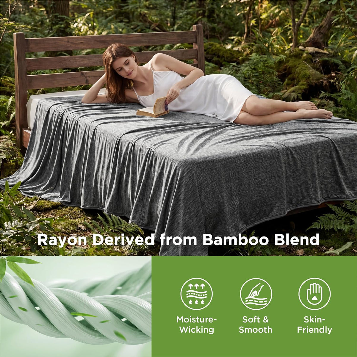 Bedsure Silky Soft Summer Cooling Blanket for Hot Sleepers, Rayon Derived from Bamboo Cold Throw Blanket for Couch, Lightweight Bed Cooling Throw Camping Picnic Travel Outdoor Dorm Essentials, 50x70