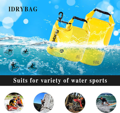 IDRYBAG Dry Bag for Kayaking Waterproof 2L/5L/10L/15L/20L, Small Dry Sack Waterproof Bag for Boating