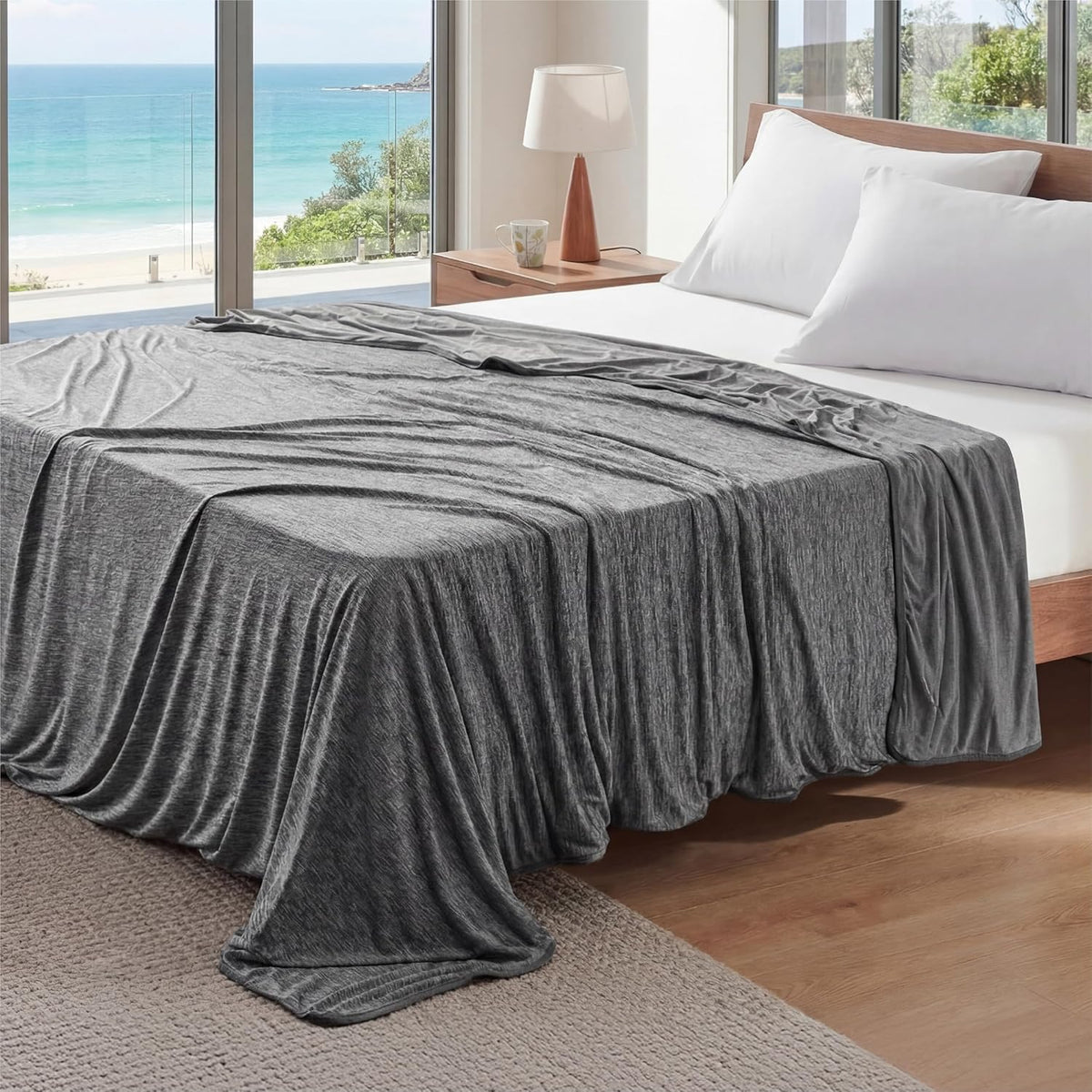 Bedsure Silky Soft Summer Cooling Blanket for Hot Sleepers, Rayon Derived from Bamboo Cold Throw Blanket for Couch, Lightweight Bed Cooling Throw Camping Picnic Travel Outdoor Dorm Essentials, 50x70