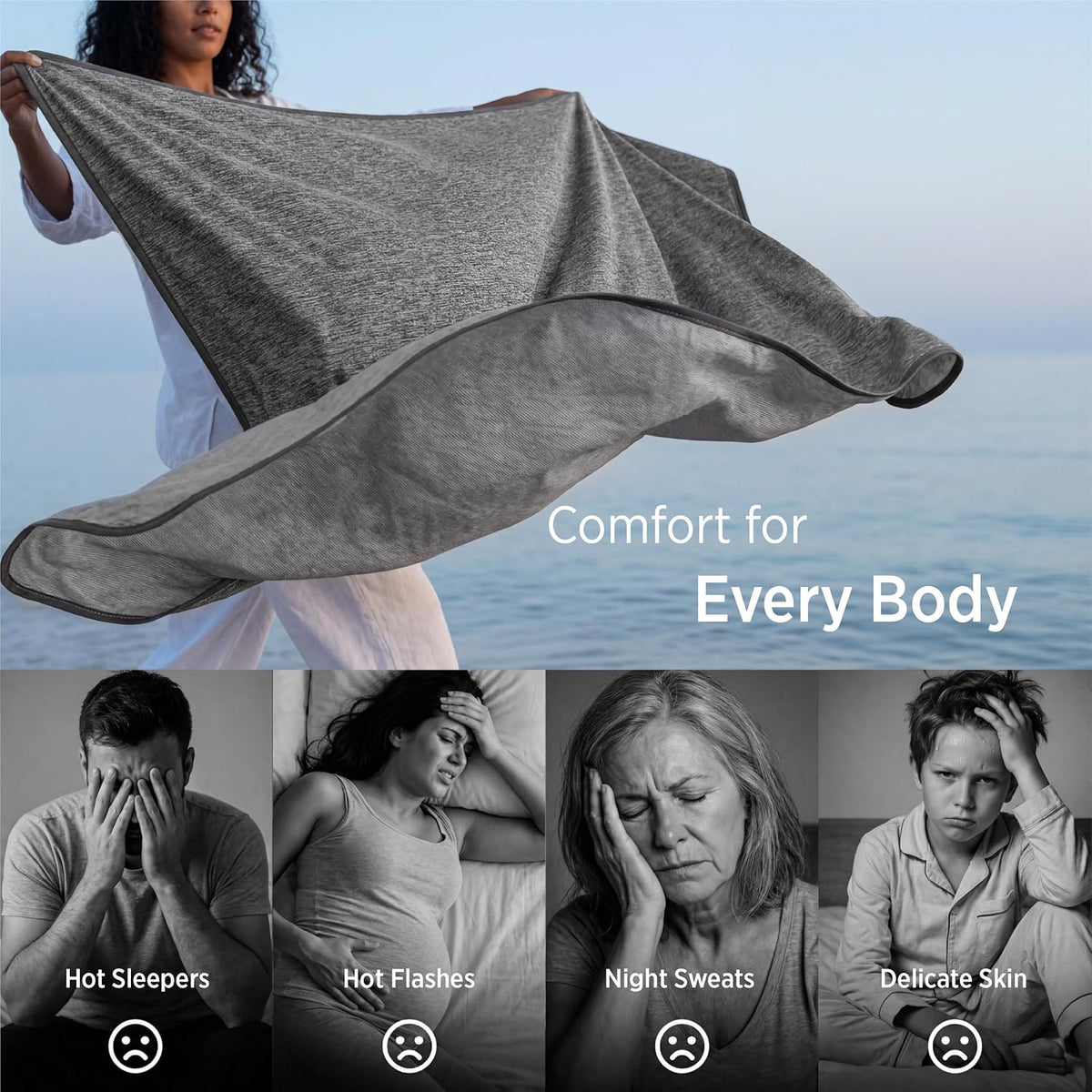 Bedsure Silky Soft Summer Cooling Blanket for Hot Sleepers, Rayon Derived from Bamboo Cold Throw Blanket for Couch, Lightweight Bed Cooling Throw Camping Picnic Travel Outdoor Dorm Essentials, 50x70