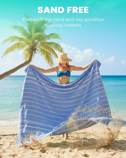 Antfuny Turkish Beach Towels Vacation Essentials Quick Dry Sand Free Oversized Bath Pool Swim Towel Extra Large XL Blanket Adult Travel Cruise Accessories Must Haves Clearance Stuff Necessities - Colors B
