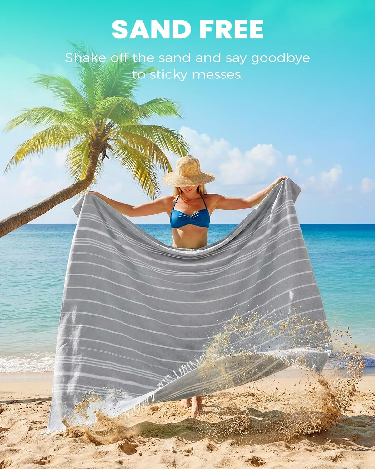 Antfuny Turkish Beach Towels Vacation Essentials Quick Dry Sand Free Oversized Bath Pool Swim Towel Extra Large XL Blanket Adult Travel Cruise Accessories Must Haves Clearance Stuff Necessities - Colors C
