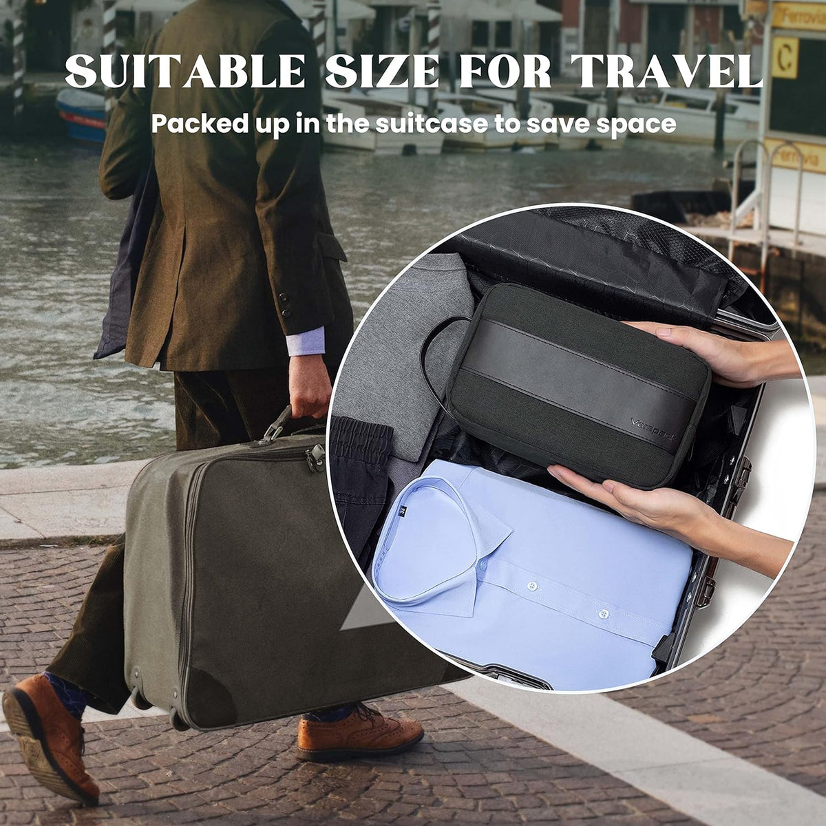 Vorspack Toiletry Bag for Men - Water Resistant Travel Bag for Toiletries, Accessories, Travel Essentials, Gifts - Black