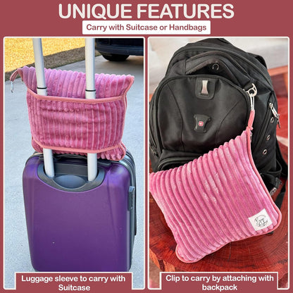 Premium Travel blanket pillow - XL 50"x70" | 2 in 1 Travel Blanket Airplane Compact with Bag having Hand Luggage Sleeve & Backpack Clip | Roadtrip, Hiking and long flight must haves | Airplane Comfort