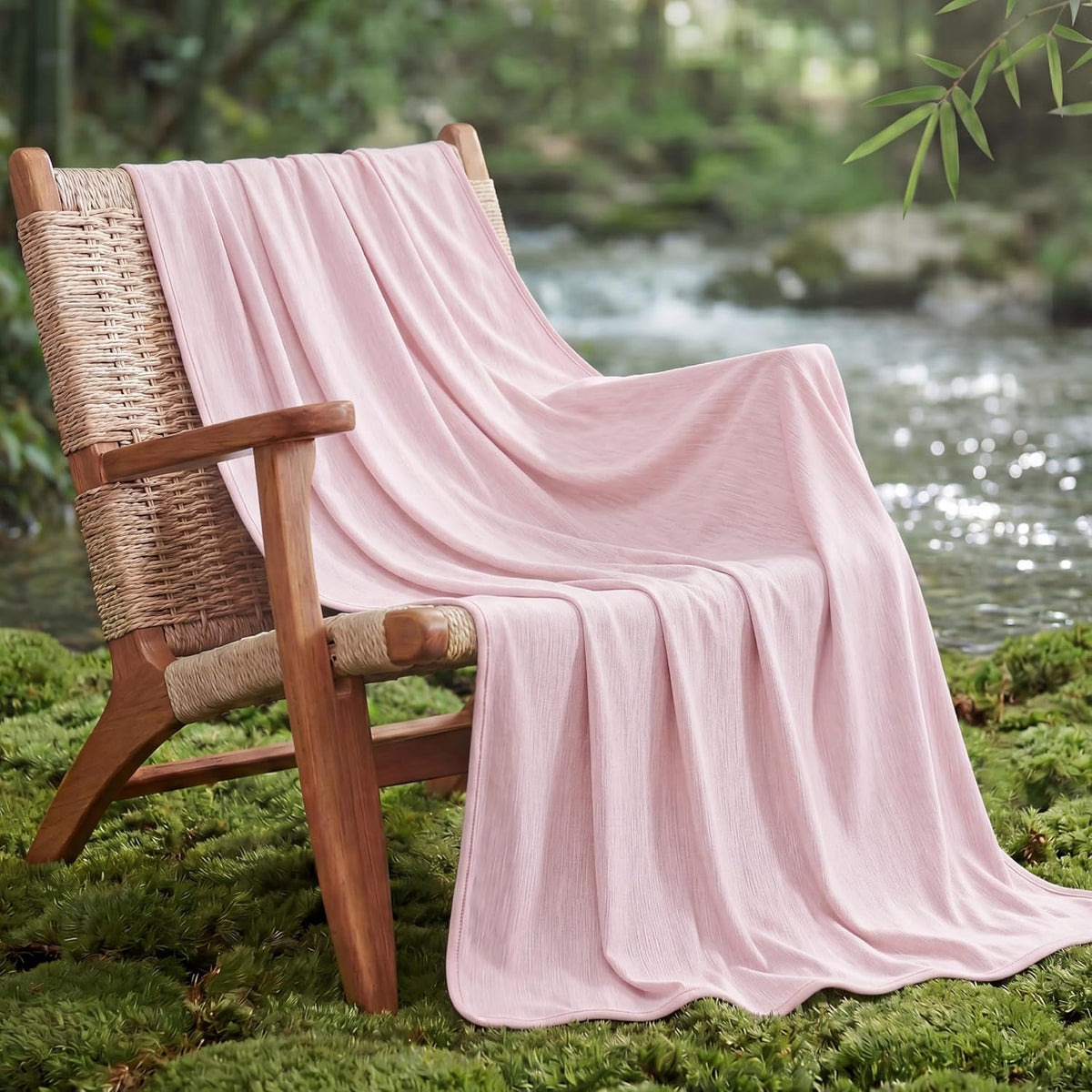Bedsure Silky Soft Summer Cooling Blanket for Hot Sleepers, Rayon Derived from Bamboo Cold Throw Blanket for Couch, Lightweight Bed Cooling Throw Camping Picnic Travel Outdoor Dorm Essentials, 50x70