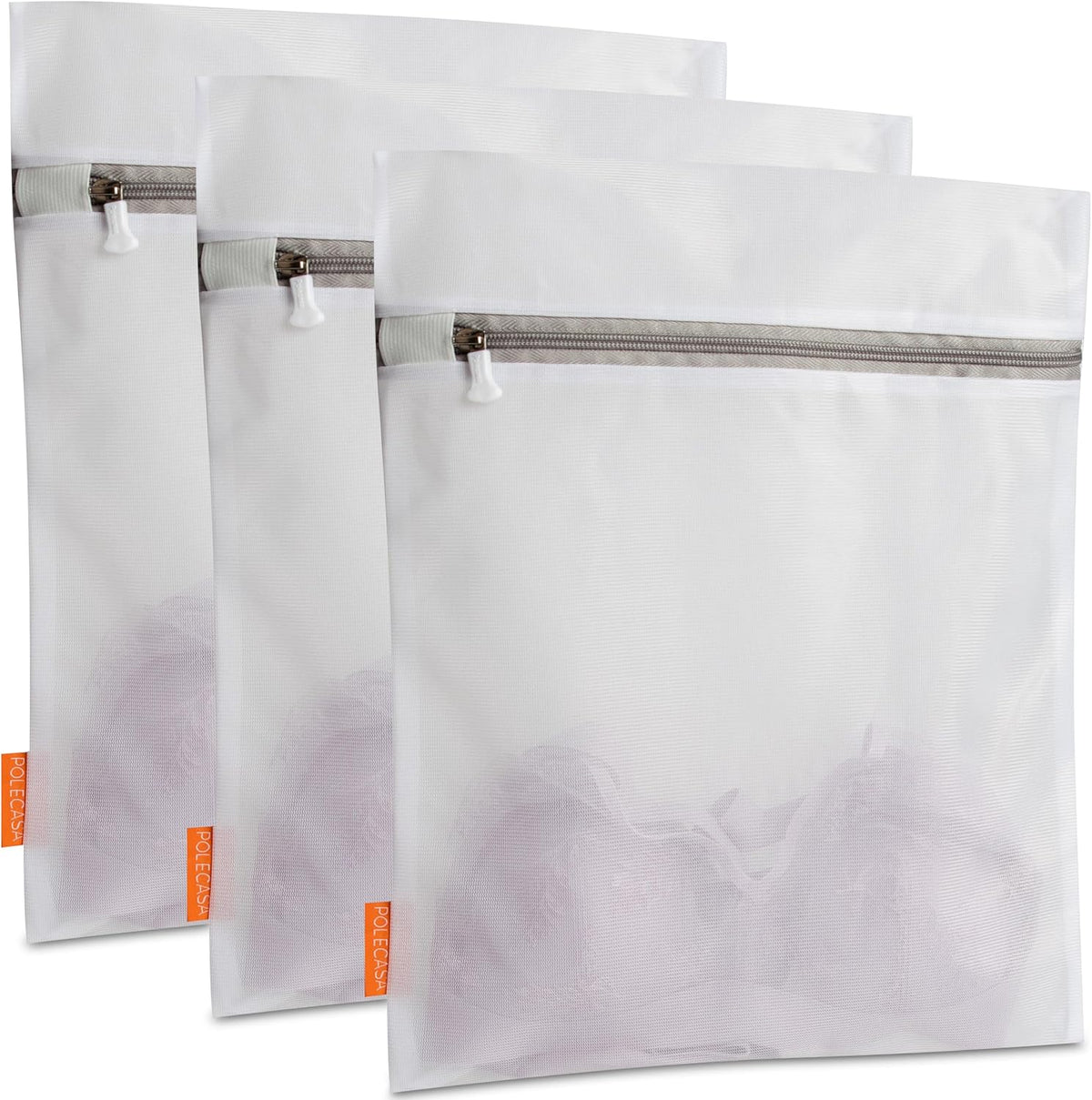 Polecasa Heavy Duty Mesh Laundry Bags for Delicates – 2 Pack with Sturdy Zipper for Lingerie, Coats, Baby Clothes, Underwear – Washing Machine & Dry Safter 24 x 24 Inches (2 XX-Large)