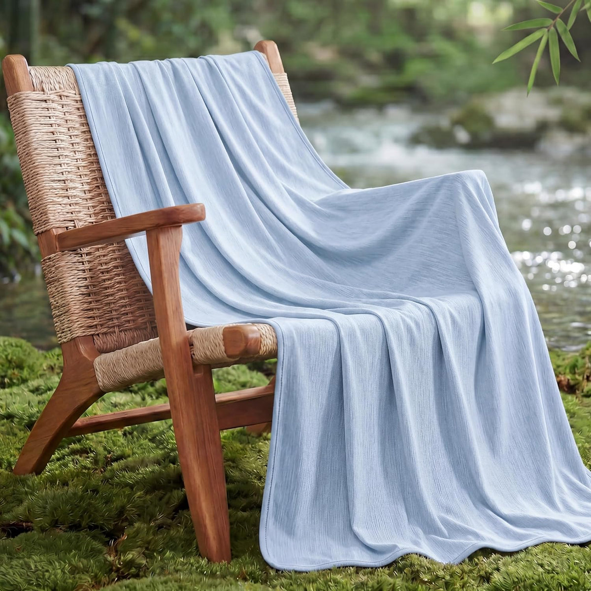 Bedsure Silky Soft Summer Cooling Blanket for Hot Sleepers, Rayon Derived from Bamboo Cold Throw Blanket for Couch, Lightweight Bed Cooling Throw Camping Picnic Travel Outdoor Dorm Essentials, 50x70