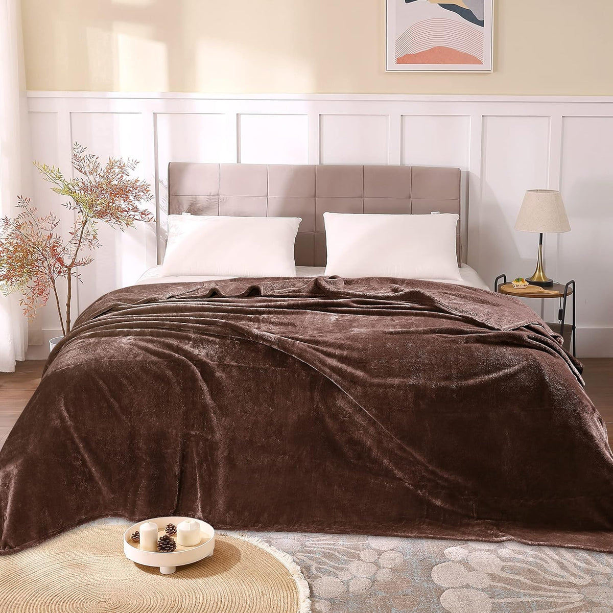 Fleece Blanket Soft Plush Throw for Couch Black 50"x60" - Colors A