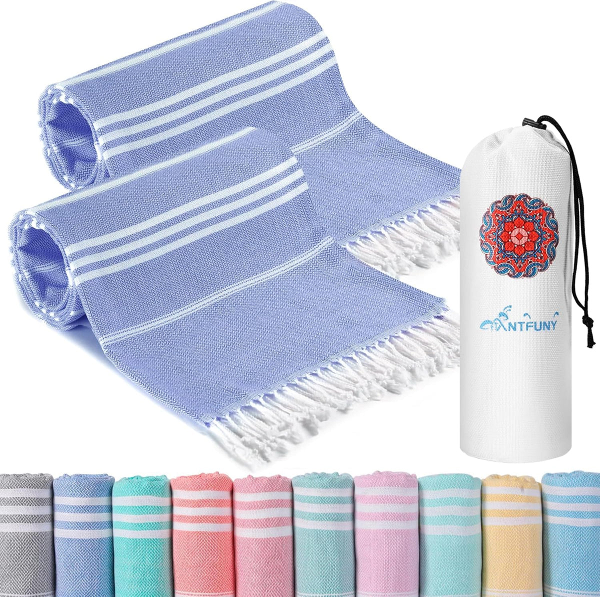 Antfuny Turkish Beach Towels Vacation Essentials Quick Dry Sand Free Oversized Bath Pool Swim Towel Extra Large XL Blanket Adult Travel Cruise Accessories Must Haves Clearance Stuff Necessities - Colors C
