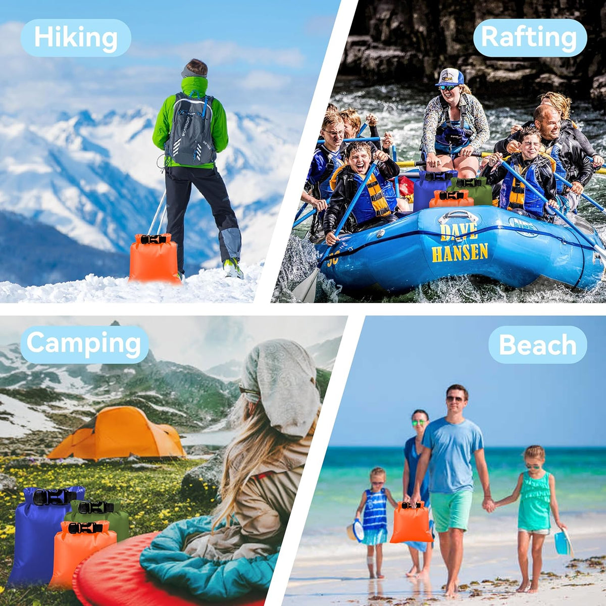 Dry Bags Waterproof, Lightweight Dry Bags for Kayaking Waterproof，Outdoor Waterproof Bag for Kayaking Hiking Boating Camping