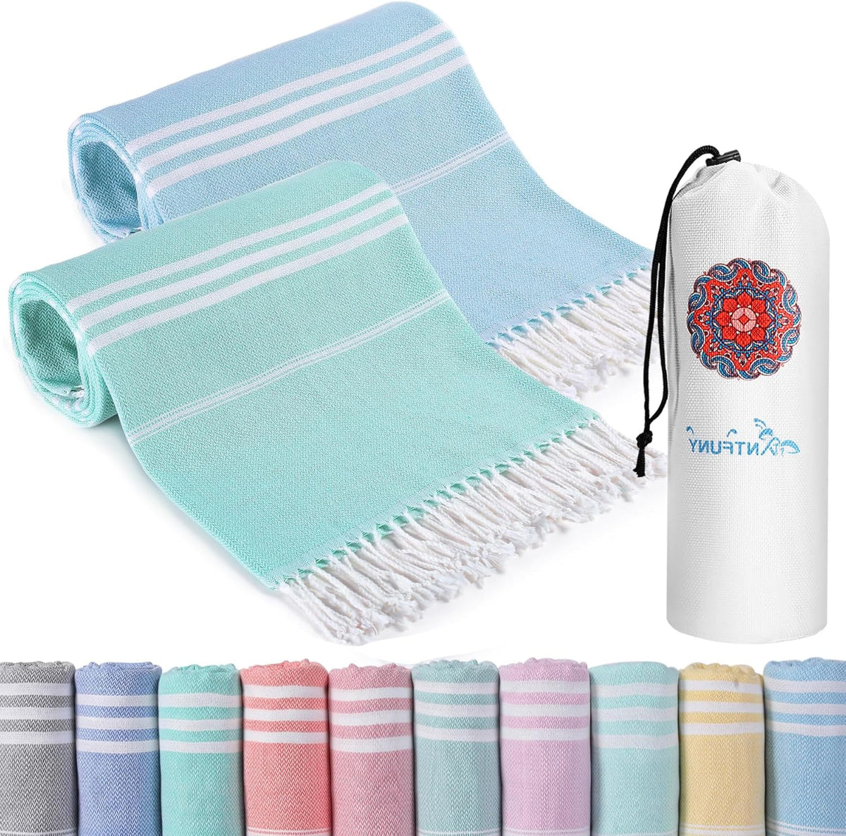 Antfuny Turkish Beach Towels Vacation Essentials Quick Dry Sand Free Oversized Bath Pool Swim Towel Extra Large XL Blanket Adult Travel Cruise Accessories Must Haves Clearance Stuff Necessities - Colors A