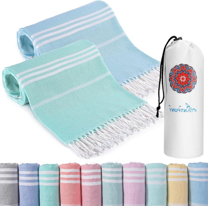 Antfuny Turkish Beach Towels Vacation Essentials Quick Dry Sand Free Oversized Bath Pool Swim Towel Extra Large XL Blanket Adult Travel Cruise Accessories Must Haves Clearance Stuff Necessities - Colors A