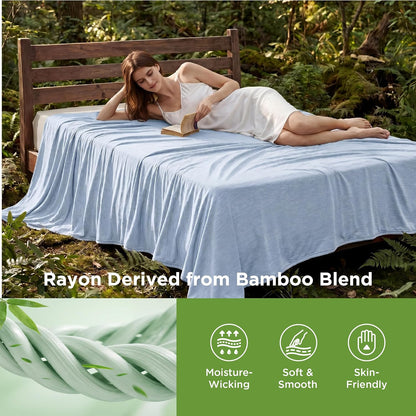 Bedsure Silky Soft Summer Cooling Blanket for Hot Sleepers, Rayon Derived from Bamboo Cold Throw Blanket for Couch, Lightweight Bed Cooling Throw Camping Picnic Travel Outdoor Dorm Essentials, 50x70