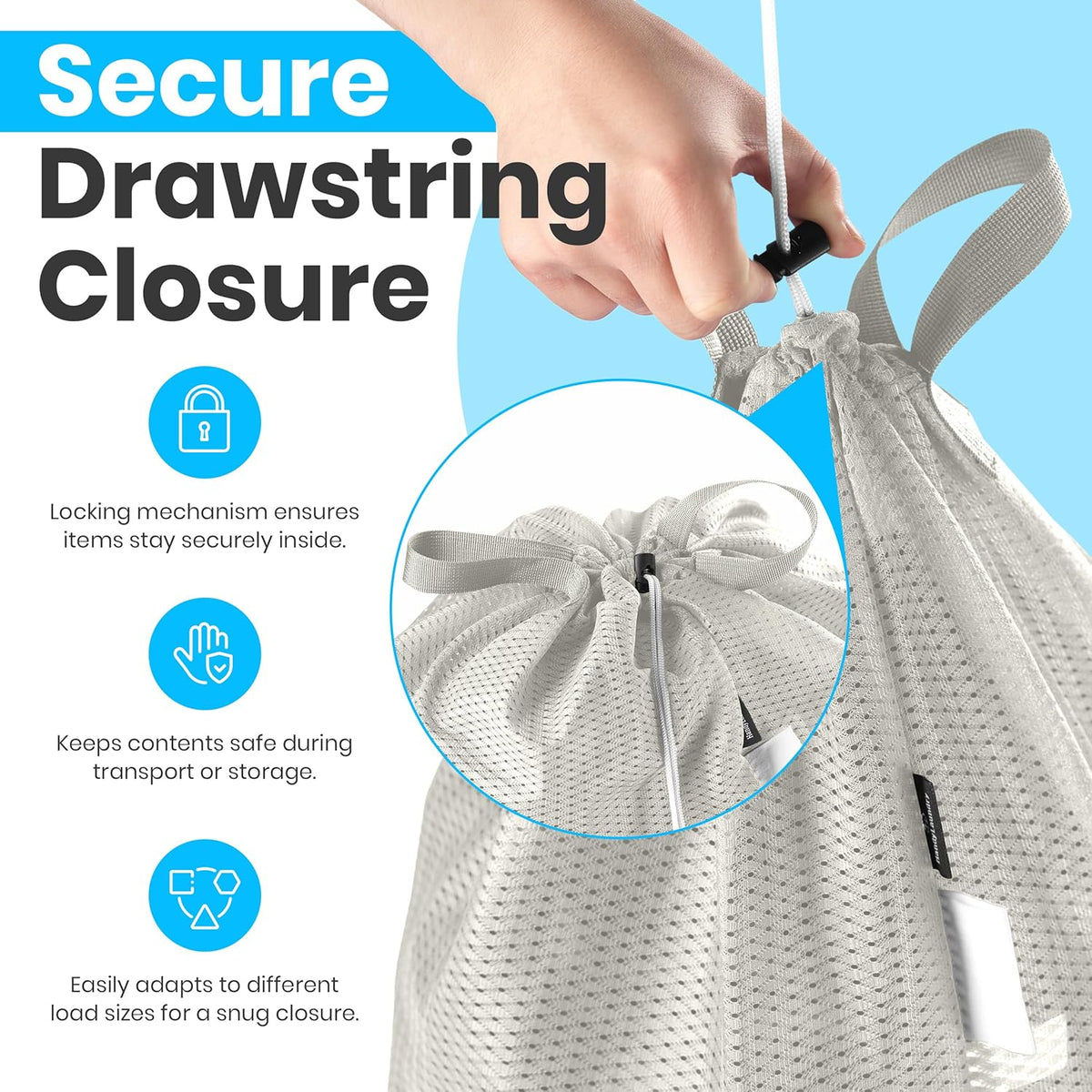 Handy Laundry Mesh Laundry Bag 24 x 36 Inches - Extra Large Heavy Duty Bag with Handles & Shoulder Strap, Breathable, Machine Washable for Dorm, Travel, Bedding & Storage - Teal