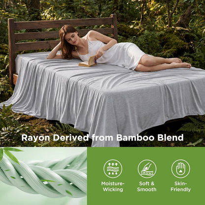 Bedsure Silky Soft Summer Cooling Blanket for Hot Sleepers, Rayon Derived from Bamboo Cold Throw Blanket for Couch, Lightweight Bed Cooling Throw Camping Picnic Travel Outdoor Dorm Essentials, 50x70
