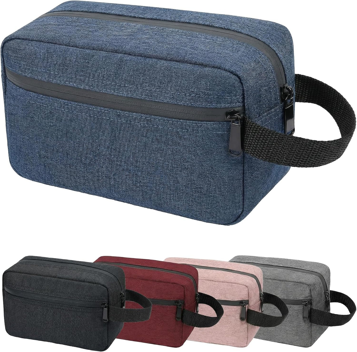 DSYSC Travel Toiletry Bag for Women Men, Small Makeup Bag, Water-Resistant Cosmetic Bag, Cosmetic Pouch, Traveling Dopp Kit, Travel Essentials Accessories (Black)