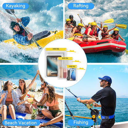 HEETA 5-Pack Clear Waterproof Dry Bag Pouch, Water Tight Cases Dry Bags Document Holder for Camera Mobile Phone Maps, Kayaking Boating