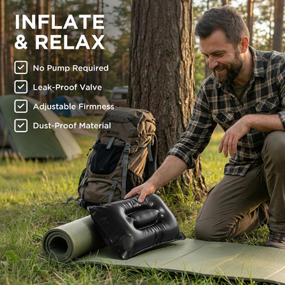 Travel Pillow and Blanket Set, 2-in-1 Airplane Travel Essentials with Soft Flannel Travel Blanket, Inflatable Pillow, Compact Carry Bag with Carabiner for Flights, Camping, Cruise Ship, Car