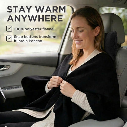 Travel Pillow and Blanket Set, 2-in-1 Airplane Travel Essentials with Soft Flannel Travel Blanket, Inflatable Pillow, Compact Carry Bag with Carabiner for Flights, Camping, Cruise Ship, Car