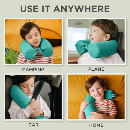 Travel Pillow and Blanket Set, 2-in-1 Airplane Travel Essentials with Soft Flannel Travel Blanket, Inflatable Pillow, Compact Carry Bag with Carabiner for Flights, Camping, Cruise Ship, Car