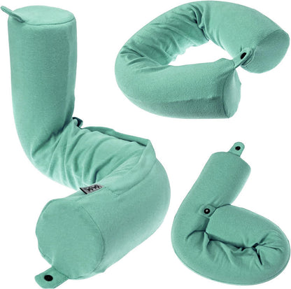 Travel Pillow and Blanket Set, 2-in-1 Airplane Travel Essentials with Soft Flannel Travel Blanket, Inflatable Pillow, Compact Carry Bag with Carabiner for Flights, Camping, Cruise Ship, Car