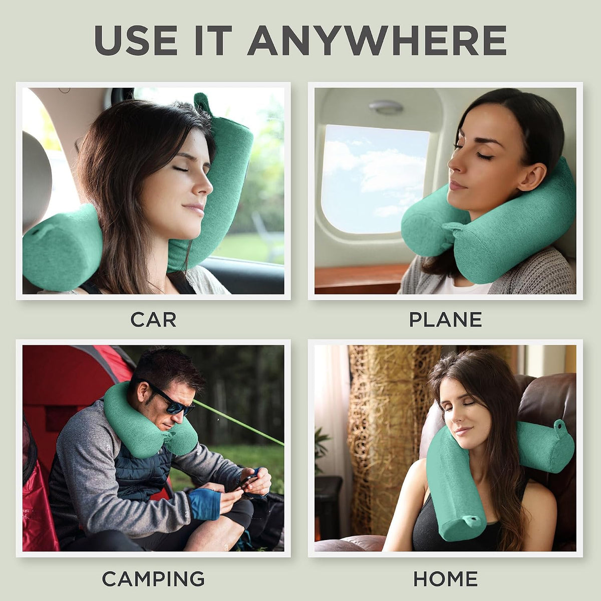 Travel Pillow and Blanket Set, 2-in-1 Airplane Travel Essentials with Soft Flannel Travel Blanket, Inflatable Pillow, Compact Carry Bag with Carabiner for Flights, Camping, Cruise Ship, Car