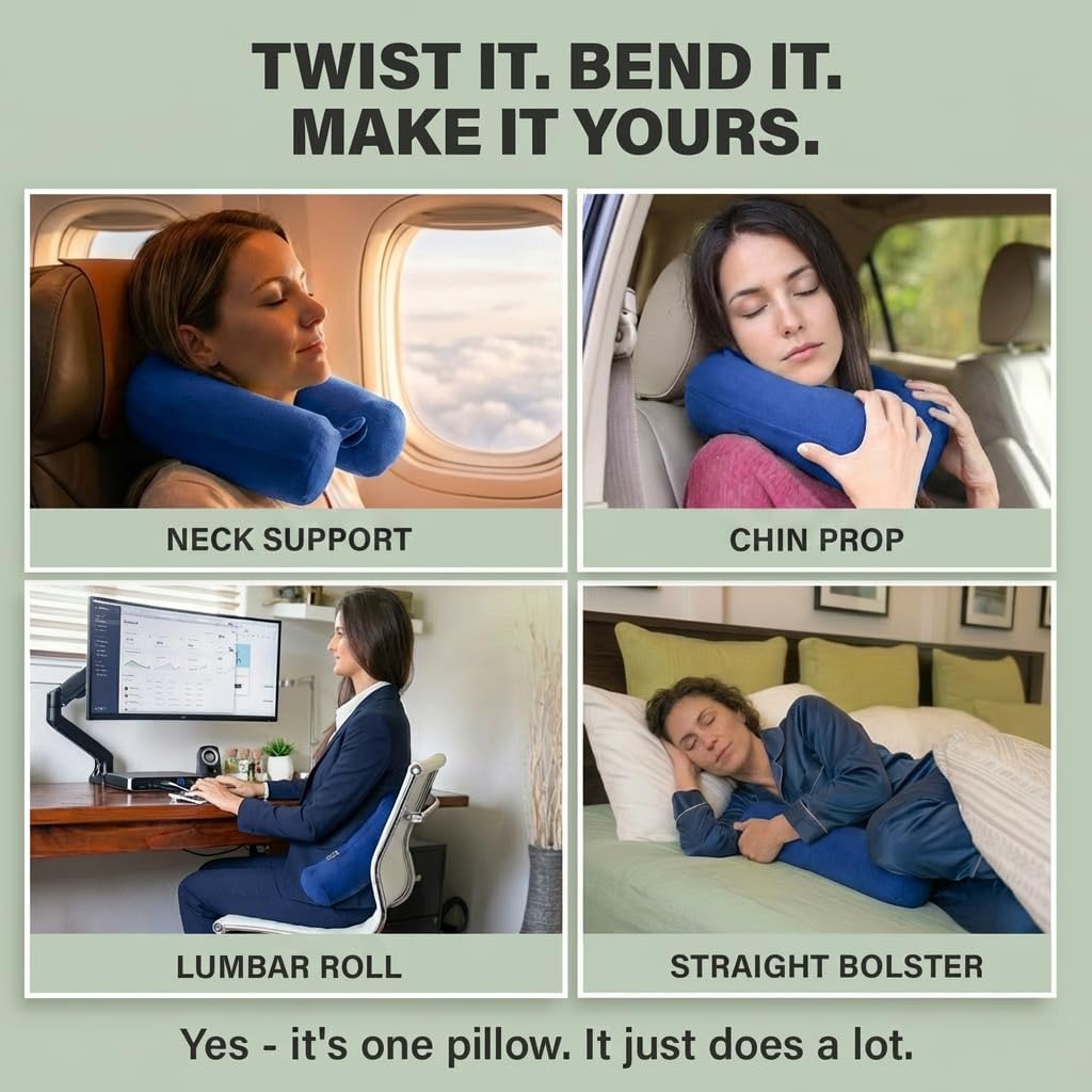 Travel Pillow and Blanket Set, 2-in-1 Airplane Travel Essentials with Soft Flannel Travel Blanket, Inflatable Pillow, Compact Carry Bag with Carabiner for Flights, Camping, Cruise Ship, Car