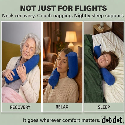 Travel Pillow and Blanket Set, 2-in-1 Airplane Travel Essentials with Soft Flannel Travel Blanket, Inflatable Pillow, Compact Carry Bag with Carabiner for Flights, Camping, Cruise Ship, Car