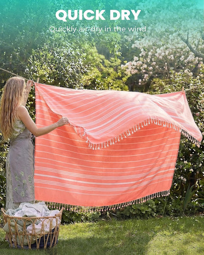 Antfuny Turkish Beach Towels Vacation Essentials Quick Dry Sand Free Oversized Bath Pool Swim Towel Extra Large XL Blanket Adult Travel Cruise Accessories Must Haves Clearance Stuff Necessities - Colors C