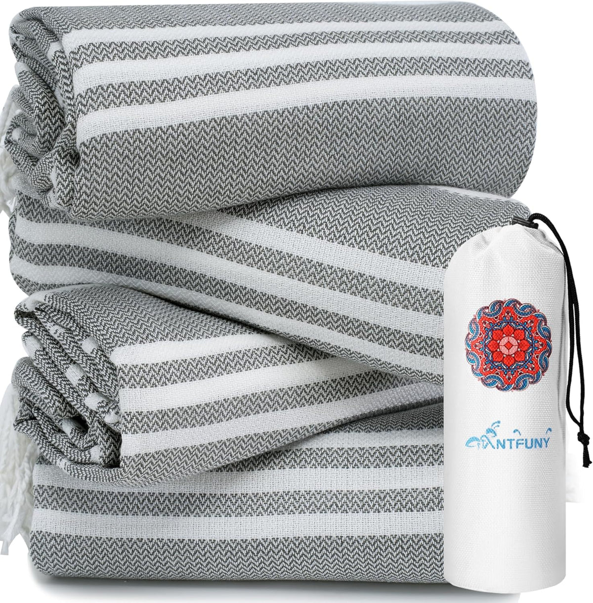 Antfuny Turkish Beach Towels Vacation Essentials Quick Dry Sand Free Oversized Bath Pool Swim Towel Extra Large XL Blanket Adult Travel Cruise Accessories Must Haves Clearance Stuff Necessities - Colors A