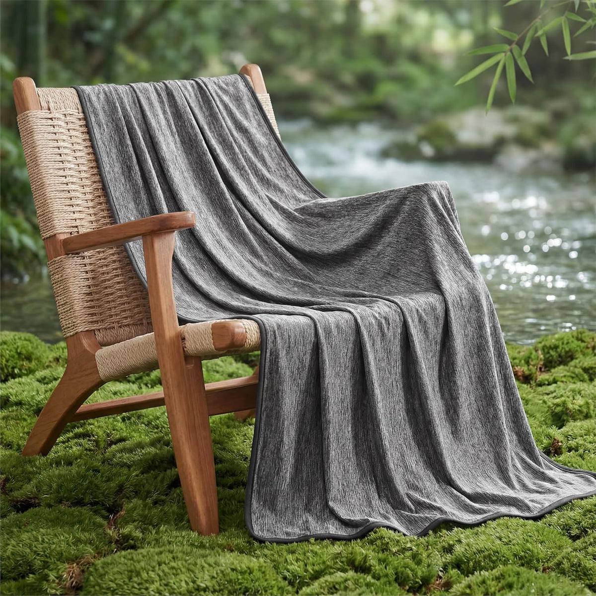 Bedsure Silky Soft Summer Cooling Blanket for Hot Sleepers, Rayon Derived from Bamboo Cold Throw Blanket for Couch, Lightweight Bed Cooling Throw Camping Picnic Travel Outdoor Dorm Essentials, 50x70