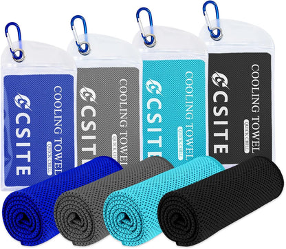 4 Pack Cooling Towels (47"x12") for Neck and Face, Ice Towel for Hot Weather, Soft Breathable Chilly Gym Towels, Microfiber Towel for Work Out, Yoga, Running, Camping & More Activities