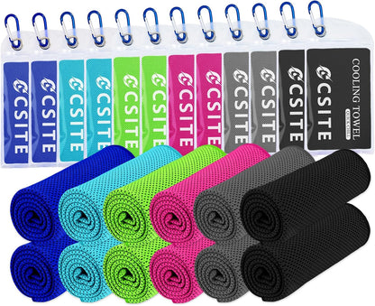 4 Pack Cooling Towels (47"x12") for Neck and Face, Ice Towel for Hot Weather, Soft Breathable Chilly Gym Towels, Microfiber Towel for Work Out, Yoga, Running, Camping & More Activities