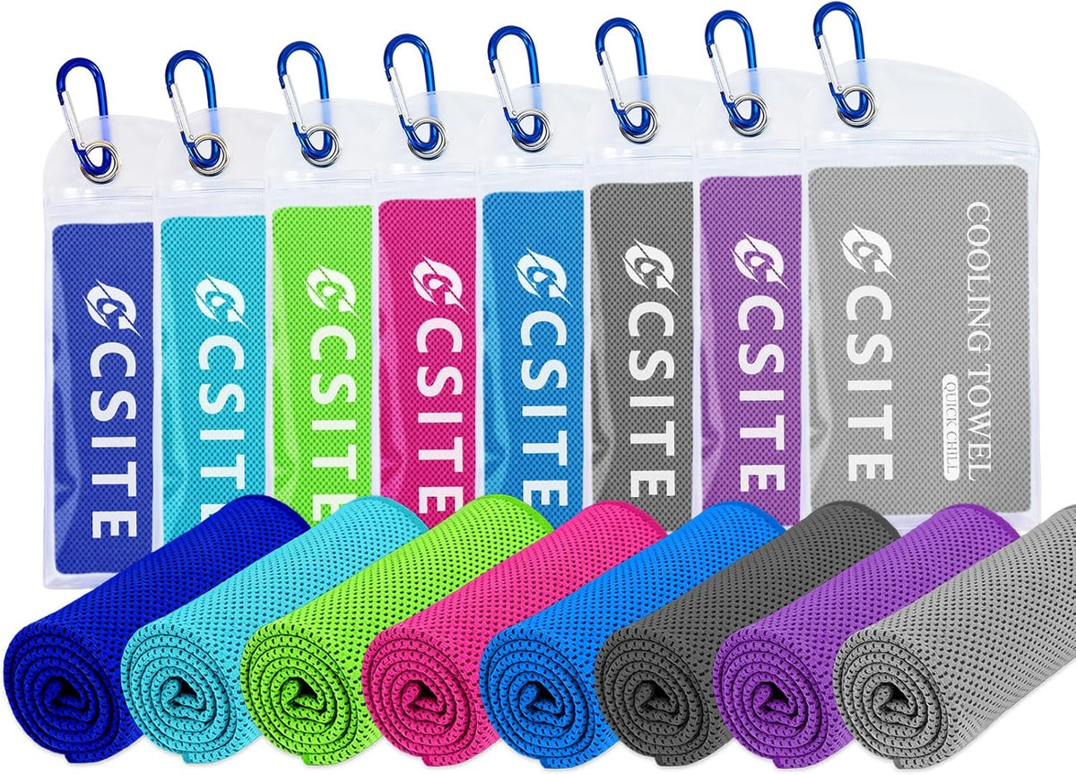 4 Pack Cooling Towels (47"x12") for Neck and Face, Ice Towel for Hot Weather, Soft Breathable Chilly Gym Towels, Microfiber Towel for Work Out, Yoga, Running, Camping & More Activities