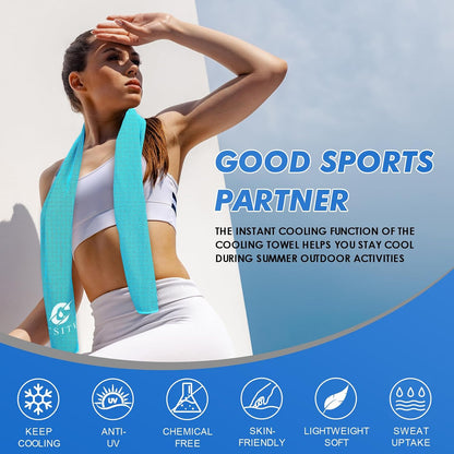 4 Pack Cooling Towels (47"x12") for Neck and Face, Ice Towel for Hot Weather, Soft Breathable Chilly Gym Towels, Microfiber Towel for Work Out, Yoga, Running, Camping & More Activities