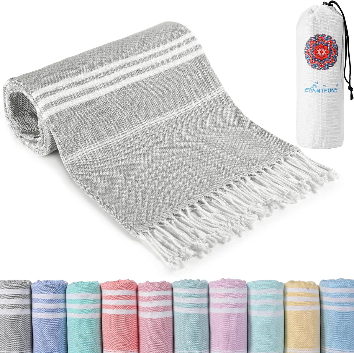 Antfuny Turkish Beach Towels Vacation Essentials Quick Dry Sand Free Oversized Bath Pool Swim Towel Extra Large XL Blanket Adult Travel Cruise Accessories Must Haves Clearance Stuff Necessities - Colors B