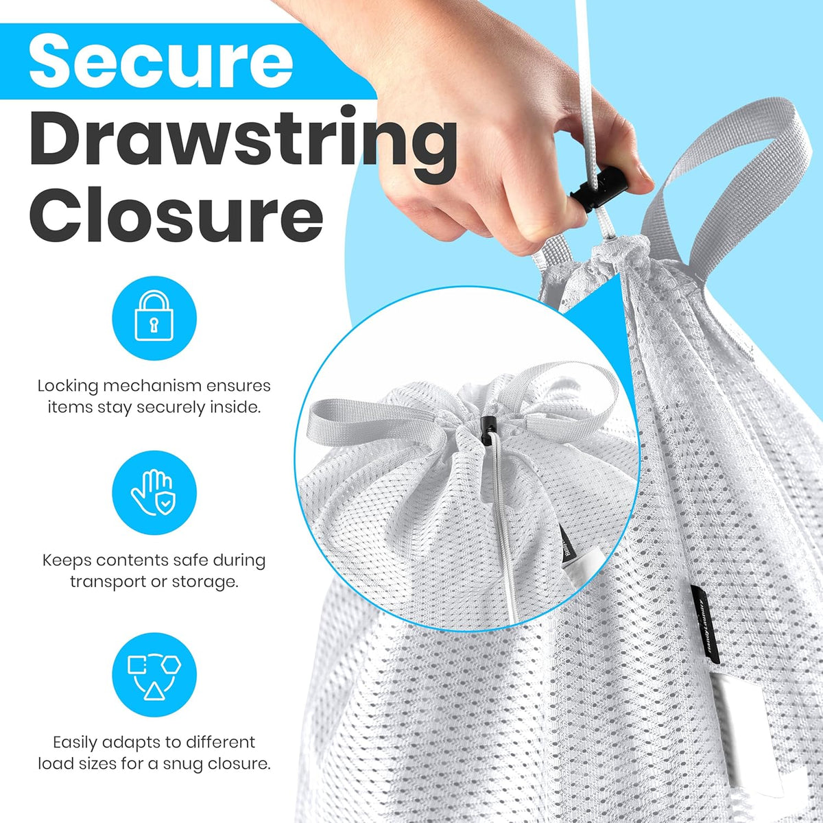 Handy Laundry Mesh Laundry Bag 24 x 36 Inches - Extra Large Heavy Duty Bag with Handles & Shoulder Strap, Breathable, Machine Washable for Dorm, Travel, Bedding & Storage - Teal