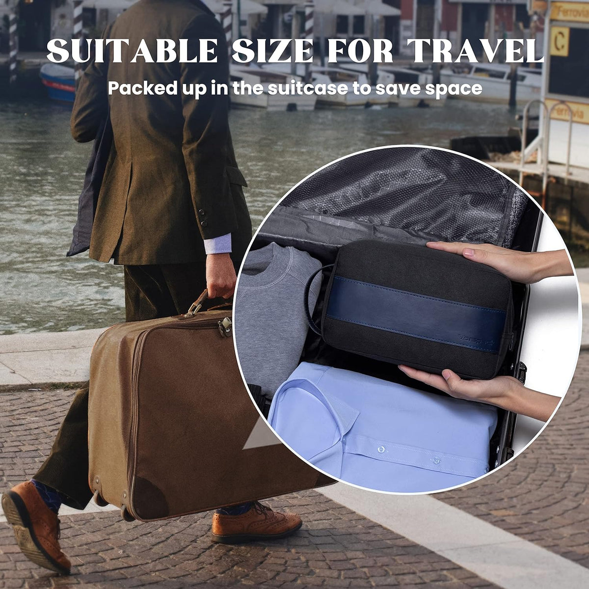 Vorspack Toiletry Bag for Men - Water Resistant Travel Bag for Toiletries, Accessories, Travel Essentials, Gifts - Black