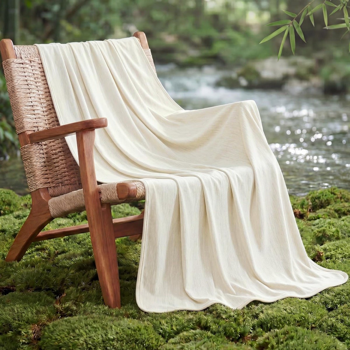 Bedsure Silky Soft Summer Cooling Blanket for Hot Sleepers, Rayon Derived from Bamboo Cold Throw Blanket for Couch, Lightweight Bed Cooling Throw Camping Picnic Travel Outdoor Dorm Essentials, 50x70