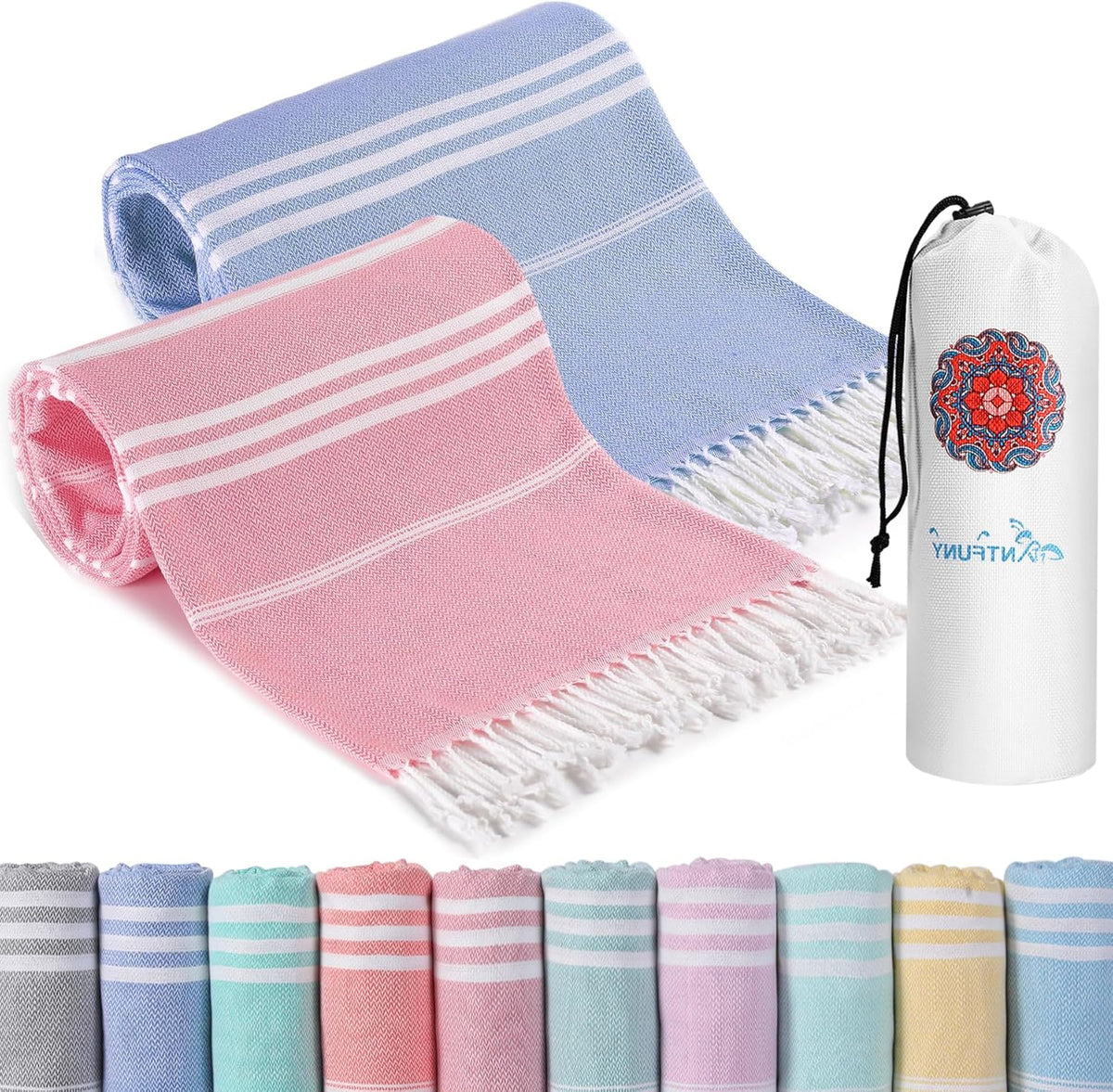 Antfuny Turkish Beach Towels Vacation Essentials Quick Dry Sand Free Oversized Bath Pool Swim Towel Extra Large XL Blanket Adult Travel Cruise Accessories Must Haves Clearance Stuff Necessities - Colors B