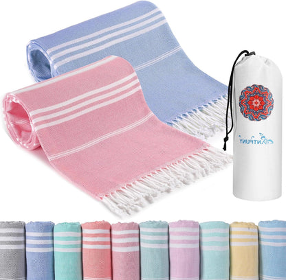 Antfuny Turkish Beach Towels Vacation Essentials Quick Dry Sand Free Oversized Bath Pool Swim Towel Extra Large XL Blanket Adult Travel Cruise Accessories Must Haves Clearance Stuff Necessities - Colors B